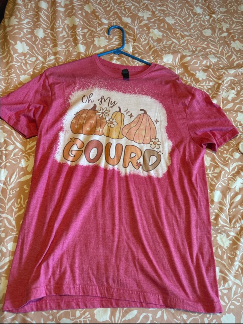 Gildan Pink "Oh My Gourd" Pumpkin Graphic Tee